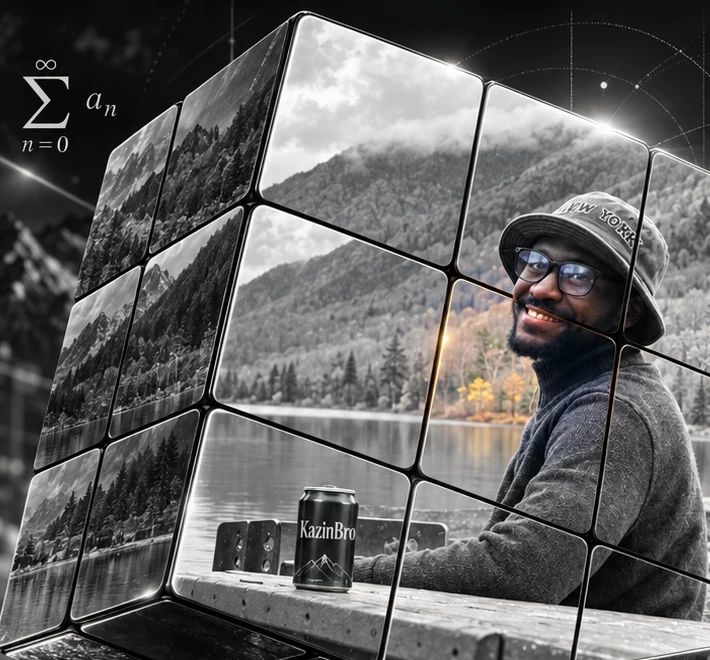 Artistic mathematical cube portrait associated with Pravin Simi